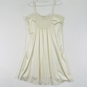 Sears Vintage Nightgown Womens Medium 36 Bust Ivory Slip Dress Satin Lace